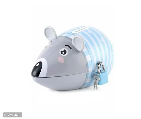 Quasar Cute Attractive Cartoon Naught Mouse Money Bank for Kids with Lock and Key Coin Bank Money Box Safe Piggy Bank with Security Lock-thumb0