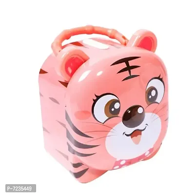 Quasar Cute Attractive Cartoon Tiger Money Bank for Kids with Lock and Key Coin Bank Money Box Safe Piggy Bank with Lock-thumb0