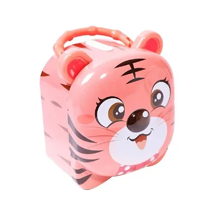 Quasar Cute Attractive Cartoon Tiger Money Bank for Kids with Lock and Key Coin Bank Money Box Safe Piggy Bank with Lock