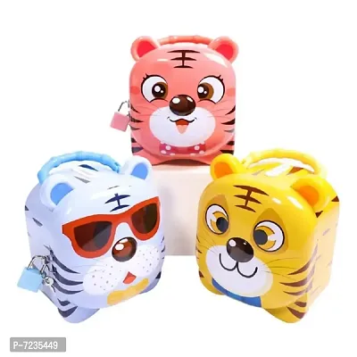 Quasar Cute Attractive Cartoon Tiger Money Bank for Kids with Lock and Key Coin Bank Money Box Safe Piggy Bank with Lock-thumb4