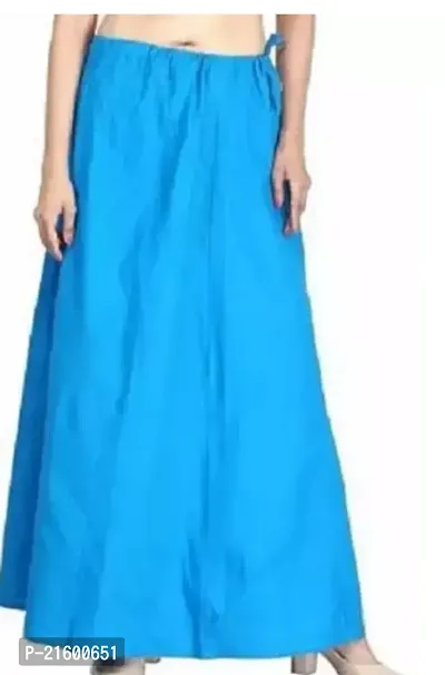 Reliable Blue Cotton Solid Stitched Petticoats For Women