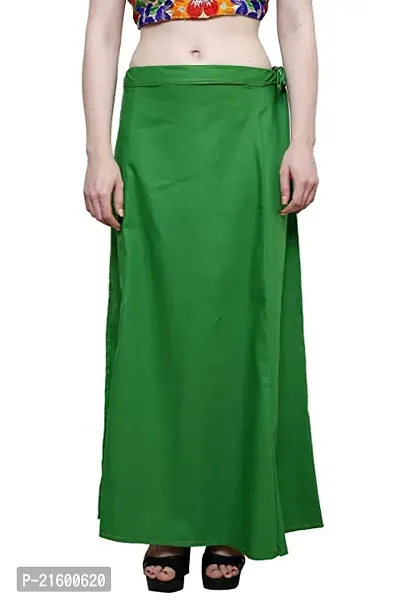 Reliable Green Cotton Solid Stitched Petticoats For Women