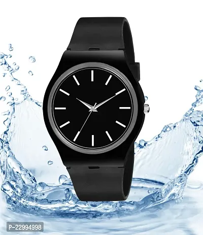 Black Water resistant Analog Watch for Men's-thumb0