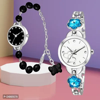 Black Beaded Wrist Watch  Elegant bracelet watch for Women-thumb0