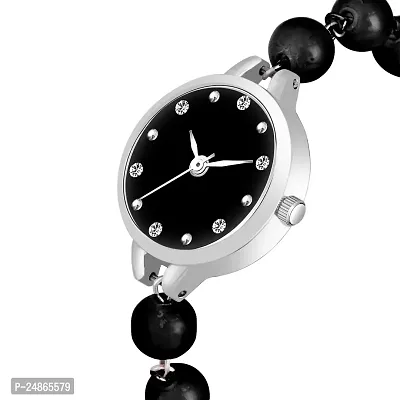 Black Beaded Wrist Watch  Elegant bracelet watch for Women-thumb3