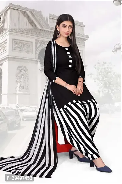 Women Crepe Suit Dress Material with Dupatta Set