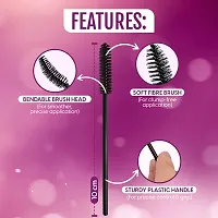 Matra Disposable Eyelash Brushes (25 pcs) - Single-use Mascara Wands for Eyelash Extensions, Eyebrow Makeup, Eyelash Perming - Eyelash Comb Wand, Brow Spoolie Brush  Glitter Applicator Tool (Black)-thumb1