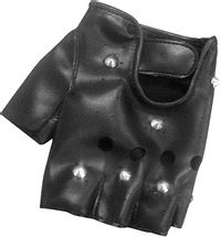 Black Biker Studded Fingerless Gloves for Adults-thumb1