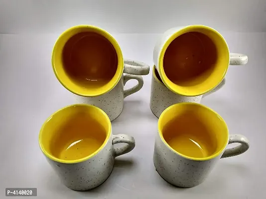 Exclusive Mugs Tea and Coffe Cups for Kitchen, Home, Office with Yellow Colour (Pack of 6)