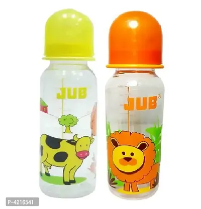 Jub Printed Baby Feeding Bottle With Colorful Lid Pack Of 2-thumb0