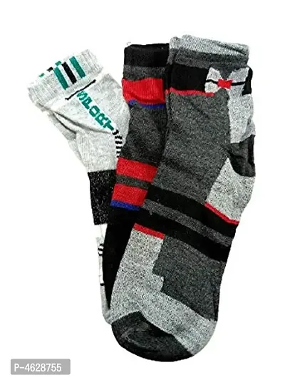 Double Knit Thumb Warm Woolen Cotton Winter Wear Ankle Cotton Socks for Men (Combo Pack of 3)