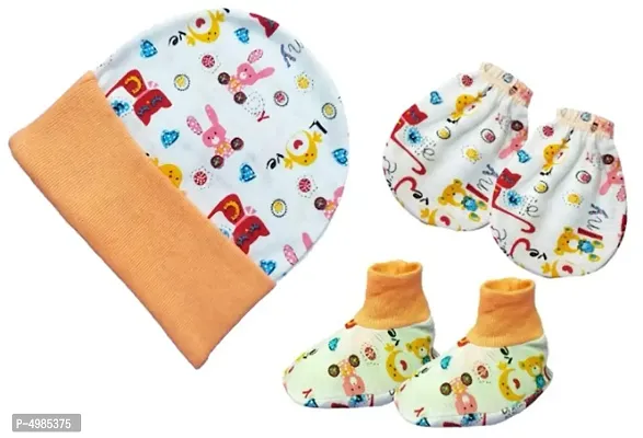 Cute and Colourful New Born Baby Combo Set, Socks/Head-caps/hand gloves (Size 0-12 Months) (Pack of 2)-thumb0