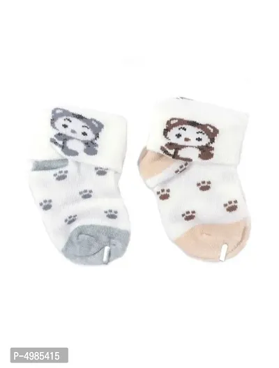 New Born Baby Boy/Girl Cute and Colorful Socks-Pack of 2 (Size 0-12 Months)-thumb0