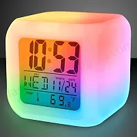 7 Colour Changing LED Digital Alarm Clock with Date, Time, Temperature For Office Bedroom-thumb1