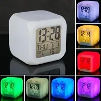 7 Colour Changing LED Digital Alarm Clock with Date, Time, Temperature For Office Bedroom-thumb2