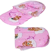 Portable Folding Net Baby Bed With Pillow(70x40cm) & Microfiber Bath Towel & Waterproof Bibs & Feeding Bottle Cover Combo (1 Bed+1Towel+1 Bottle Cover+4 Bibs)-thumb1