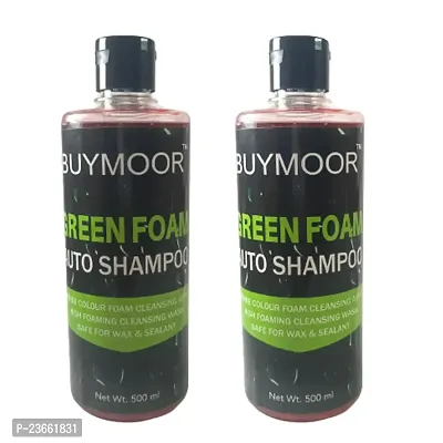 BUYMOOR Green Foam Auto Shampoo - Wax  Sealant Safe Car Cleaning Solution 500 ML (Pack of 2)