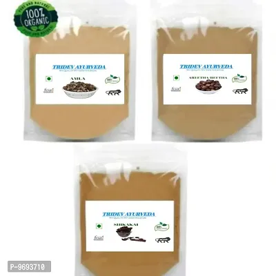 TRIDEV AYURVEDA || Reetha Powder (100gm), Shikakai Powder (100gm), Amla Powder (100gm) Total 300gm For Natural Hair Care