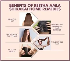 TRIDEV AYURVEDA || Reetha Powder (100gm), Shikakai Powder (100gm), Amla Powder (100gm) Total 300gm For Natural Hair Care-thumb1