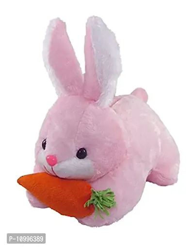 Rabbit With Carrot Stuffed Soft Plush Toy, Pink - 28 Cm-thumb0