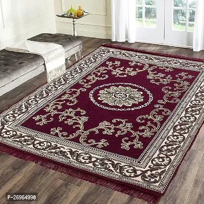 Decorative Maroon Cotton Carpet For Home-thumb0