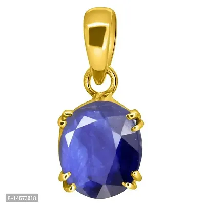 RRVGEM Natural Blue Sapphire Locket 2.00 Carat (Nilam/Neelam stone) Rashi Ratan Panchdhatu Gold Plated Pendant Certified Gemstone for Men  Women By Lab - Certified