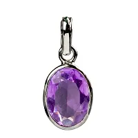 RRVGEM Amethyst Weight 2.25 Carat Amethyst Silver Plated Pendant Certified Natural Katela Gemstone/Jamunia Stone Locket unheated and untreated for Men  Women By Lab - Certified-thumb1