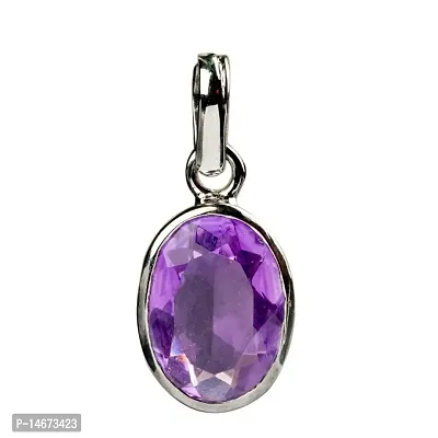RRVGEM Amethyst Weight 2.25 Carat Amethyst Silver Plated Pendant Certified Natural Katela Gemstone/Jamunia Stone Locket unheated and untreated for Men  Women By Lab - Certified-thumb2