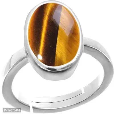 RRVGEM 4.00 Ratti Natural Earth Mined Tiger Eye/Tiger Stone/Tiger's Eye Natural Certified Tiger eye Ring Silver plated chitti Stone For Men And Women By Lab - Certified-thumb3