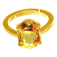 RRVGEM Certified Unheated Untreatet 2.25 Ratti 2.00 Carat Citrine Ring Sunela Certified Natural Original Oval Cut Precious Gemstone Citrine Gold Plated Adjustable Ring Size 16-26 for Men  Women-thumb2