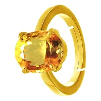 RRVGEM Certified Unheated Untreatet 2.25 Ratti 2.00 Carat Citrine Ring Sunela Certified Natural Original Oval Cut Precious Gemstone Citrine Gold Plated Adjustable Ring Size 16-26 for Men  Women-thumb1