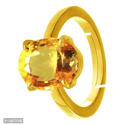 RRVGEM Certified Unheated Untreatet 2.25 Ratti 2.00 Carat Citrine Ring Sunela Certified Natural Original Oval Cut Precious Gemstone Citrine Gold Plated Adjustable Ring Size 16-26 for Men  Women-thumb2