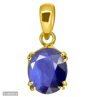 RRVGEM Natural Blue Sapphire Locket 2.50 Carat (Nilam/Neelam stone) Rashi Ratan Panchdhatu Gold Plated Pendant Certified Gemstone for Men  Women By Lab - Certified