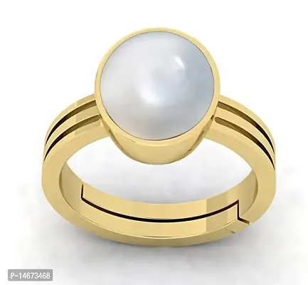 RRVGEM Moti Stone Ring 5.25 Carat South Sea Pearl Stone Ring Gold Plated with Lab Certified Card{Pearl Gemstone Original Certified/Pearl South sea/moti Gemstone Certified Natural}for Men and Women-thumb0