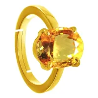 RRVGEM Certified Unheated Untreatet 2.25 Ratti 2.00 Carat Citrine Ring Sunela Certified Natural Original Oval Cut Precious Gemstone Citrine Gold Plated Adjustable Ring Size 16-26 for Men  Women-thumb3