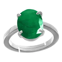 RRVGEM Certified Natural 3.00 Carat - 3.25 Ratti Zambian Emerald Panna Silver plated Astrological Purpose Adjustable Ring for Women's and Men's LAB -CERTIFIED-thumb2