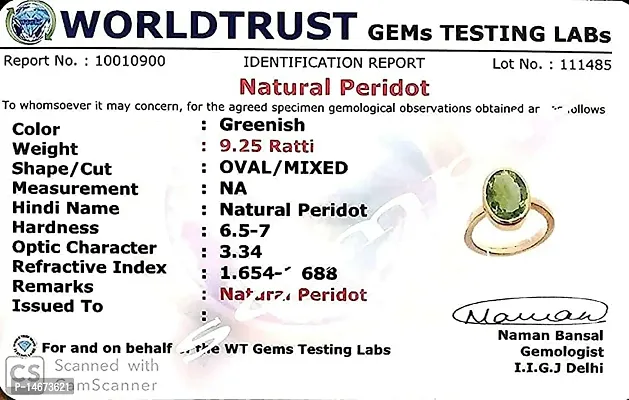 RRVGEM 2.25 RATTI Certified Unheated Untreatet Natural Peridot Loose Gemstone For MEN and WOMEN by Lab - Certified-thumb4