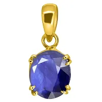 RRVGEM Natural Blue Sapphire Locket 2.25 Ratti / 1.70 Carat (Nilam/Neelam stone) Rashi Ratan Panchdhatu Gold Plated Pendant Certified Gemstone for Men  Women By Lab - Certified-thumb1