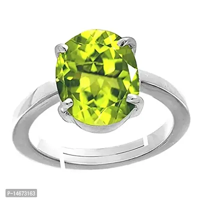 RRVGEM Certified Unheated Untreatet 2.25 Ratti 1.75 Carat Natural Peridot Silver Plated Peridot Ring For Women's and Men's By Lab - Certified