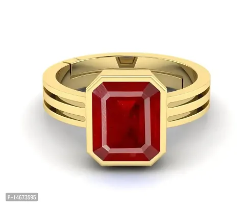 Ruby stone ring 8.25 Ratti 7.00 Carat Natural Ruby Gemstone Gold plated manik  Ring Certified AA+