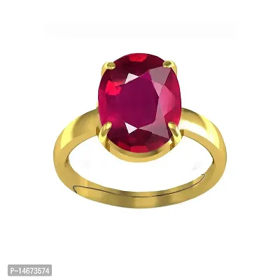 RRVGEM Natural Ruby Stone Manik Ring Adjustable Panchdhatu Ring Gemstone Gold Plated Ring ruby/manik Ring (3.25 Ratti 2.30 Carat) For Men's/Women's-thumb2