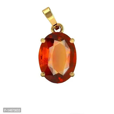 RRVGEM Natural Gomedh Pendant 2.00 Carat (Gomed Hessonite Pendant Garnet Gomed Astrological Gold Pendant Locket Top A1+ Quality Loose Gemstone For Men And Women By Lab - Certified-thumb0