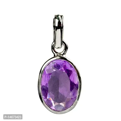 RRVGEM Amethyst Weight 2.25 Carat Amethyst Silver Plated Pendant Certified Natural Katela Gemstone/Jamunia Stone Locket unheated and untreated for Men  Women By Lab - Certified-thumb3