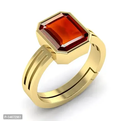 RRVGEM Gomed RING Pukhraj Gemstone Gold Plated Ring Adjustable Ring 5.25 Ratti 4.60 Carat Natural Hessonite Garnet Gomed Adjustable RING