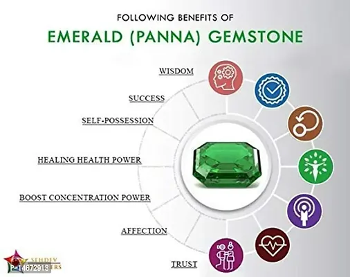 RRVGEM Natural Emerald Loose Gemstone Weight 2.00 Ratti Certified Green Natural Emerald Loose Gemstone Panna Pendant Silver Plated Locket for Men and Women-thumb5