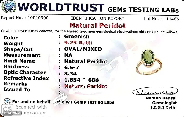 RRVGEM 2.50 RATTI Certified Unheated Untreatet Natural Peridot Loose Gemstone For MEN and WOMEN by Lab - Certified-thumb4