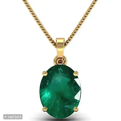 RRVGEM Natural Emerald Loose Gemstone Weight 2.25 Ratti / 1.70 Carat Certified Green Natural Emerald Loose Gemstone Panna Pendant Gold Plated Locket for Men and Women