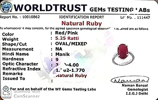 RRVGEM Certified Natural 2.00 Carat Certified Unheated Untreatet Natural Certified Ruby Manik Gemstone Panchdhatu Ring for Women's and Men's LAB -CERTIFIED-thumb2