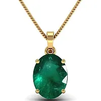 RRVGEM Natural Emerald Loose Gemstone Weight 2.25 Ratti / 1.70 Carat Certified Green Natural Emerald Loose Gemstone Panna Pendant Gold Plated Locket for Men and Women-thumb1