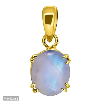 RRVGEM Moonstone Pendant 4.00 Carat Rainbow Moonstone Pendant Oval Shape Gold Plated Pendant/Locket without Chain for Men and Women-thumb0